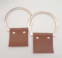 Angel Çanta Aksesuar Taba Suni Derili 11x9 cm Metal Sap Light Gold Metal - Angel Çanta Aksesuar