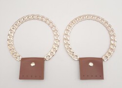 Angel Çanta Aksesuar Taba Suni Derili Zincir Görünümlü Kısmen Yuvarlak Metal Sap Light Gold Metal - 2