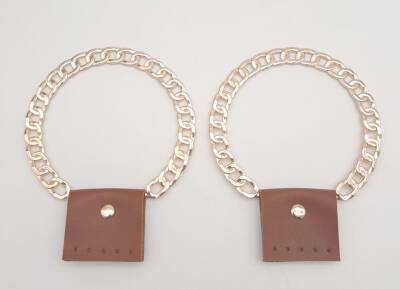 Angel Çanta Aksesuar Taba Suni Derili Zincir Görünümlü Kısmen Yuvarlak Metal Sap Light Gold Metal - 2