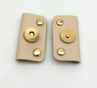 Angel Çanta Aksesuar Bej Suni Derili Troklu Mıknatıslı Çıtçıt Light Gold Metalli - 1