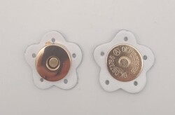 Angel Çanta Aksesuar Beyaz Gerçek Derili Çiçek Model Mıknatıslı Çıtçıt Light Gold Metalli - Angel Çanta Aksesuar