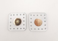 Angel Çanta Aksesuar Beyaz Gerçek Derili Kare Mıknatıslı Çıtçıt Light Gold Metalli - Angel Çanta Aksesuar
