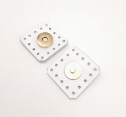 Angel Çanta Aksesuar Beyaz Gerçek Derili Kare Mıknatıslı Çıtçıt Light Gold Metalli - 3