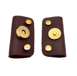 Angel Çanta Aksesuar Bordo Suni Derili Troklu Mıknatıslı Çıtçıt Light Gold Metalli - Angel Çanta Aksesuar