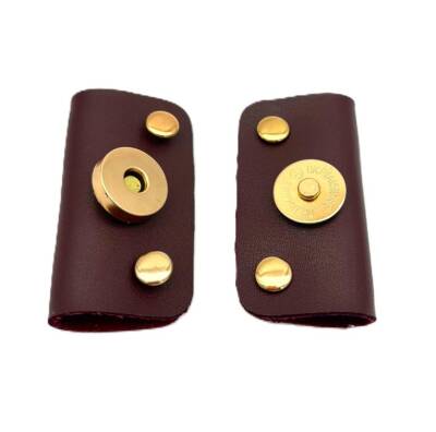 Angel Çanta Aksesuar Bordo Suni Derili Troklu Mıknatıslı Çıtçıt Light Gold Metalli - 1