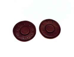 Angel Çanta Aksesuar Bordo Suni Derili Yuvarlak Gizli Mıknatıs - Angel Çanta Aksesuar