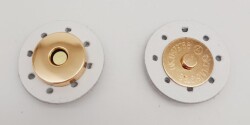Angel Çanta Aksesuar Gerçek Derili Mıknatıslı Çıtçıt Beyaz Light Gold Metalli - Angel Çanta Aksesuar