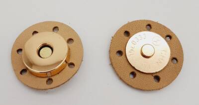 Angel Çanta Aksesuar Gerçek Derili Mıknatıslı Çıtçıt Ham Doğal Renk Light Gold Metalli - 1