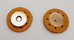 Angel Çanta Aksesuar Gerçek Derili Mıknatıslı Çıtçıt Hardal Light Gold Metalli - Angel Çanta Aksesuar