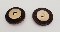 Angel Çanta Aksesuar Gerçek Derili Mıknatıslı Çıtçıt Kahverengi Light Gold Metalli - Angel Çanta Aksesuar