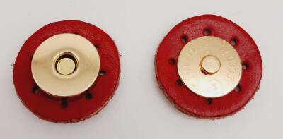 Angel Çanta Aksesuar Gerçek Derili Mıknatıslı Çıtçıt Kırmızı Light Gold Metalli - 1