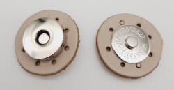 Angel Çanta Aksesuar Gerçek Derili Mıknatıslı Çıtçıt Krem Gümüş Metalli - Angel Çanta Aksesuar