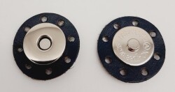 Angel Çanta Aksesuar Gerçek Derili Mıknatıslı Çıtçıt Lacivert Gümüş Metalli - Angel Çanta Aksesuar