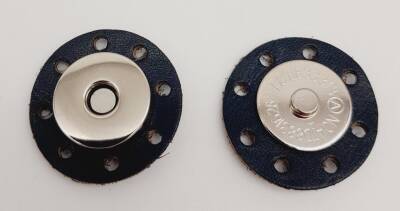 Angel Çanta Aksesuar Gerçek Derili Mıknatıslı Çıtçıt Lacivert Gümüş Metalli - 1