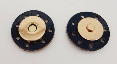 Angel Çanta Aksesuar Gerçek Derili Mıknatıslı Çıtçıt Lacivert Light Gold Metalli - 1