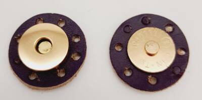 Angel Çanta Aksesuar Gerçek Derili Mıknatıslı Çıtçıt Mor Light Gold Metalli - 1