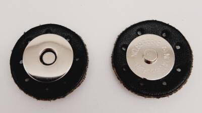 Angel Çanta Aksesuar Gerçek Derili Mıknatıslı Çıtçıt Siyah Gümüş Metalli - 1