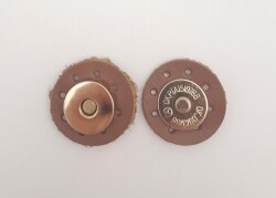 Angel Çanta Aksesuar Gerçek Derili Mıknatıslı Çıtçıt Sütlü Kahve Renk Light Gold Metalli - Angel Çanta Aksesuar