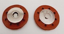 Angel Çanta Aksesuar Gerçek Derili Mıknatıslı Çıtçıt Taba Gümüş Metalli - Angel Çanta Aksesuar