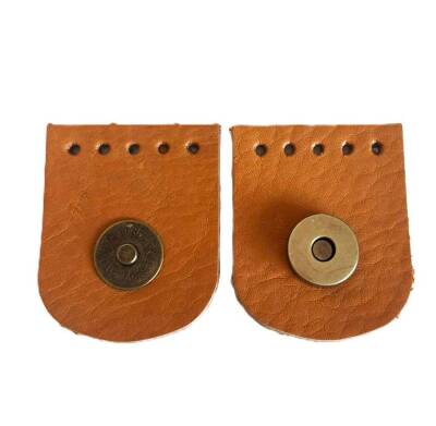 Angel Çanta Aksesuar Gerçek Derili Tek Dikim Mıknatıslı Çıtçıt Açık Taba Renk Antik Metalli - 1