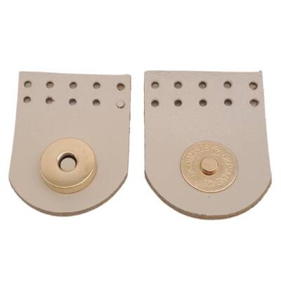 Angel Çanta Aksesuar Gerçek Derili Tek Dikim Mıknatıslı Çıtçıt Bej Renk Light Gold Metalli - 2