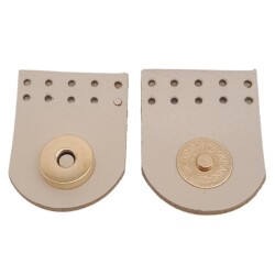 Angel Çanta Aksesuar Gerçek Derili Tek Dikim Mıknatıslı Çıtçıt Bej Renk Light Gold Metalli - 2