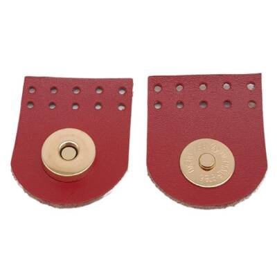 Angel Çanta Aksesuar Gerçek Derili Tek Dikim Mıknatıslı Çıtçıt Kırmızı Renk Light Gold Metalli - 2