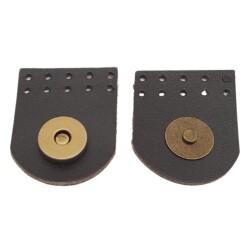 Angel Çanta Aksesuar Gerçek Derili Tek Dikim Mıknatıslı Çıtçıt Koyu Kahve Renk Antik Metalli - 2