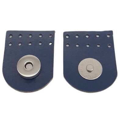 Angel Çanta Aksesuar Gerçek Derili Tek Dikim Mıknatıslı Çıtçıt Lacivert Renk Gümüş Metalli - 2