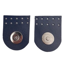 Angel Çanta Aksesuar Gerçek Derili Tek Dikim Mıknatıslı Çıtçıt Lacivert Renk Gümüş Metalli - Angel Çanta Aksesuar