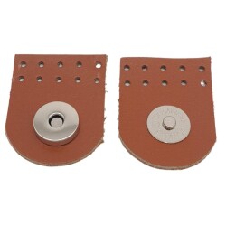 Angel Çanta Aksesuar Gerçek Derili Tek Dikim Mıknatıslı Çıtçıt Taba Renk Gümüş Metalli - 2