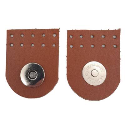 Angel Çanta Aksesuar Gerçek Derili Tek Dikim Mıknatıslı Çıtçıt Taba Renk Gümüş Metalli - 1