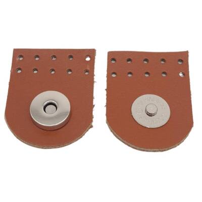 Angel Çanta Aksesuar Gerçek Derili Tek Dikim Mıknatıslı Çıtçıt Taba Renk Gümüş Metalli - 2