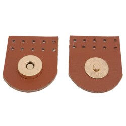 Angel Çanta Aksesuar Gerçek Derili Tek Dikim Mıknatıslı Çıtçıt Taba Renk Light Gold Metalli - 2