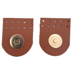 Angel Çanta Aksesuar Gerçek Derili Tek Dikim Mıknatıslı Çıtçıt Taba Renk Light Gold Metalli - Angel Çanta Aksesuar