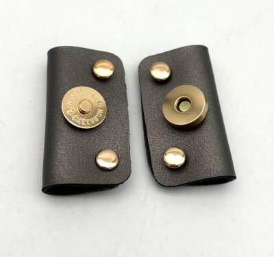 Angel Çanta Aksesuar Gri Suni Derili Troklu Mıknatıslı Çıtçıt Light Gold Metalli - 1