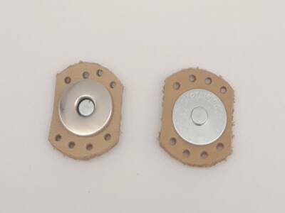 Angel Çanta Aksesuar Ham Doğal Renk Gerçek Derili Oval Kenar Mıknatıslı Çıtçıt Gümüş Metalli - 1