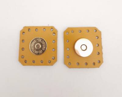 Angel Çanta Aksesuar Hardal Gerçek Derili Kare Mıknatıslı Çıtçıt Light Gold Metalli - 1