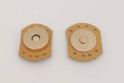 Angel Çanta Aksesuar Hardal Renk Gerçek Derili Oval Kenar Mıknatıslı Çıtçıt Light Gold Metalli - 1