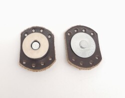 Angel Çanta Aksesuar Kahverengi Gerçek Derili Oval Kenar Mıknatıslı Çıtçıt Gümüş Metalli - Angel Çanta Aksesuar