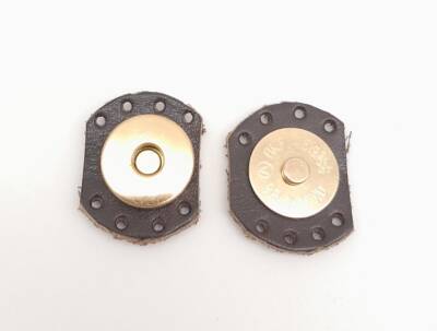 Angel Çanta Aksesuar Kahverengi Gerçek Derili Oval Kenar Mıknatıslı Çıtçıt Light Gold Metalli - 1