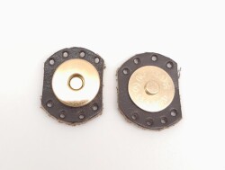 Angel Çanta Aksesuar Kahverengi Gerçek Derili Oval Kenar Mıknatıslı Çıtçıt Light Gold Metalli - Angel Çanta Aksesuar