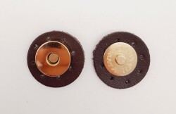 Angel Çanta Aksesuar Kahverengi Suni Derili Mıknatıslı Çıtçıt Light Gold Metalli - Angel Çanta Aksesuar