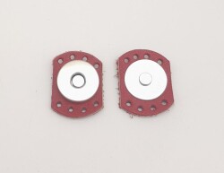 Angel Çanta Aksesuar Kırmızı Renk Gerçek Derili Oval Kenar Mıknatıslı Çıtçıt Gümüş Metalli - Angel Çanta Aksesuar