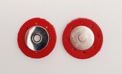 Angel Çanta Aksesuar Kırmızı Suni Derili Mıknatıslı Çıtçıt Gümüş Metalli - Angel Çanta Aksesuar