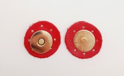 Angel Çanta Aksesuar Kırmızı Suni Derili Mıknatıslı Çıtçıt Light Gold Metalli - Angel Çanta Aksesuar