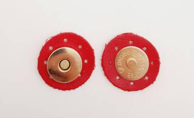 Angel Çanta Aksesuar Kırmızı Suni Derili Mıknatıslı Çıtçıt Light Gold Metalli - 1