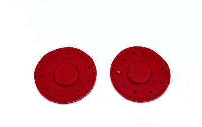 Angel Çanta Aksesuar Kırmızı Suni Derili Yuvarlak Gizli Mıknatıs - 1