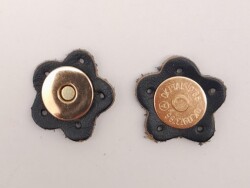 Angel Çanta Aksesuar Lacivert Gerçek Derili Çiçek Model Mıknatıslı Çıtçıt Light Gold Metalli - Angel Çanta Aksesuar