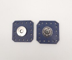 Angel Çanta Aksesuar Lacivert Gerçek Derili Kare Mıknatıslı Çıtçıt Gümüş Metalli - Angel Çanta Aksesuar